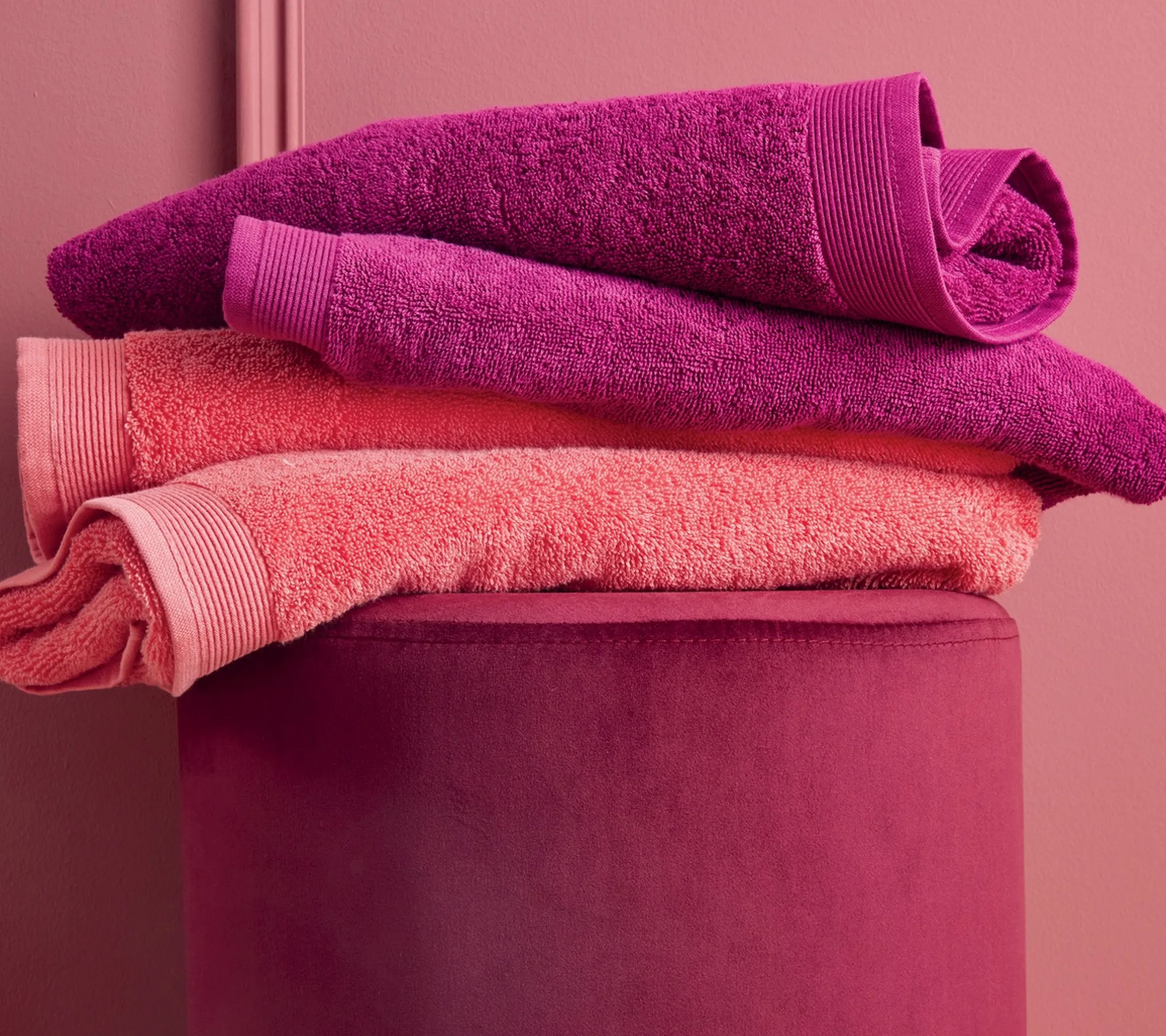 DRAP DE BAIN UNI CORAIL
