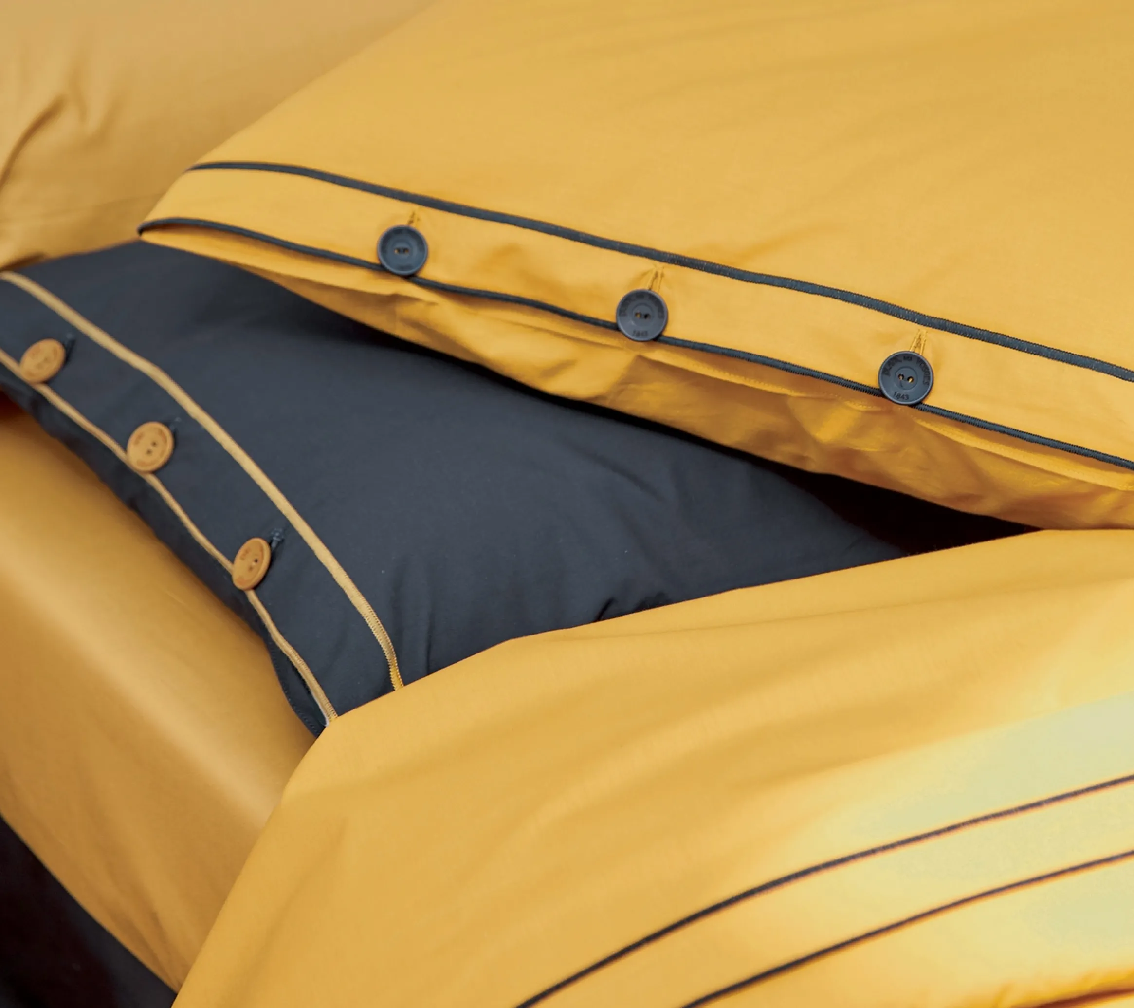 DRAP HOUSSE TANDEM INDIGO/FAUVE