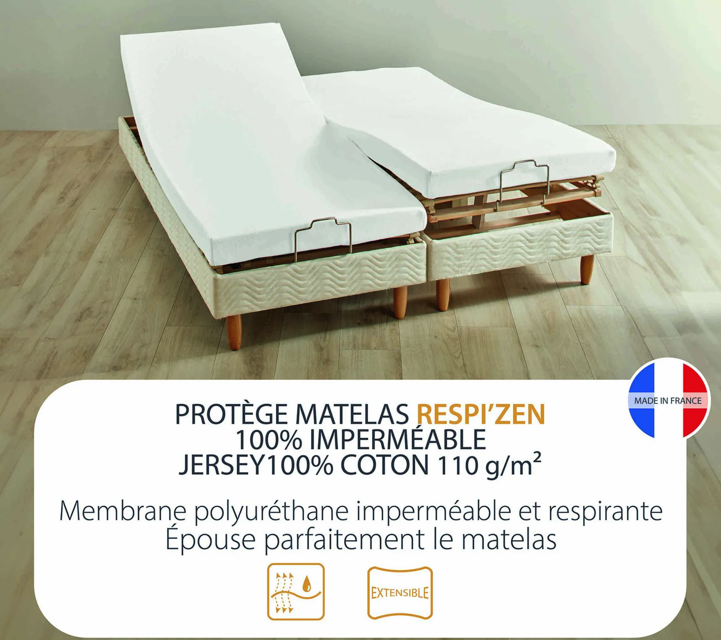 DRAP HOUSSE 4 TÊTES RESPIZEN PLATINE