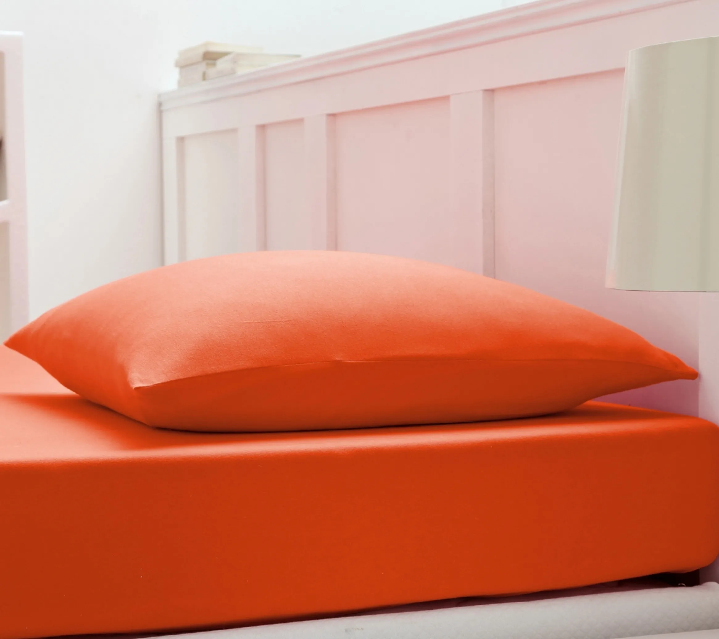 DRAP HOUSSE 2 TÊTES UNI COTON EXTENSIBLE ORANGE