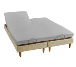 DRAP HOUSSE 2 TÊTES UNI COTON EXTENSIBLE PLATINE