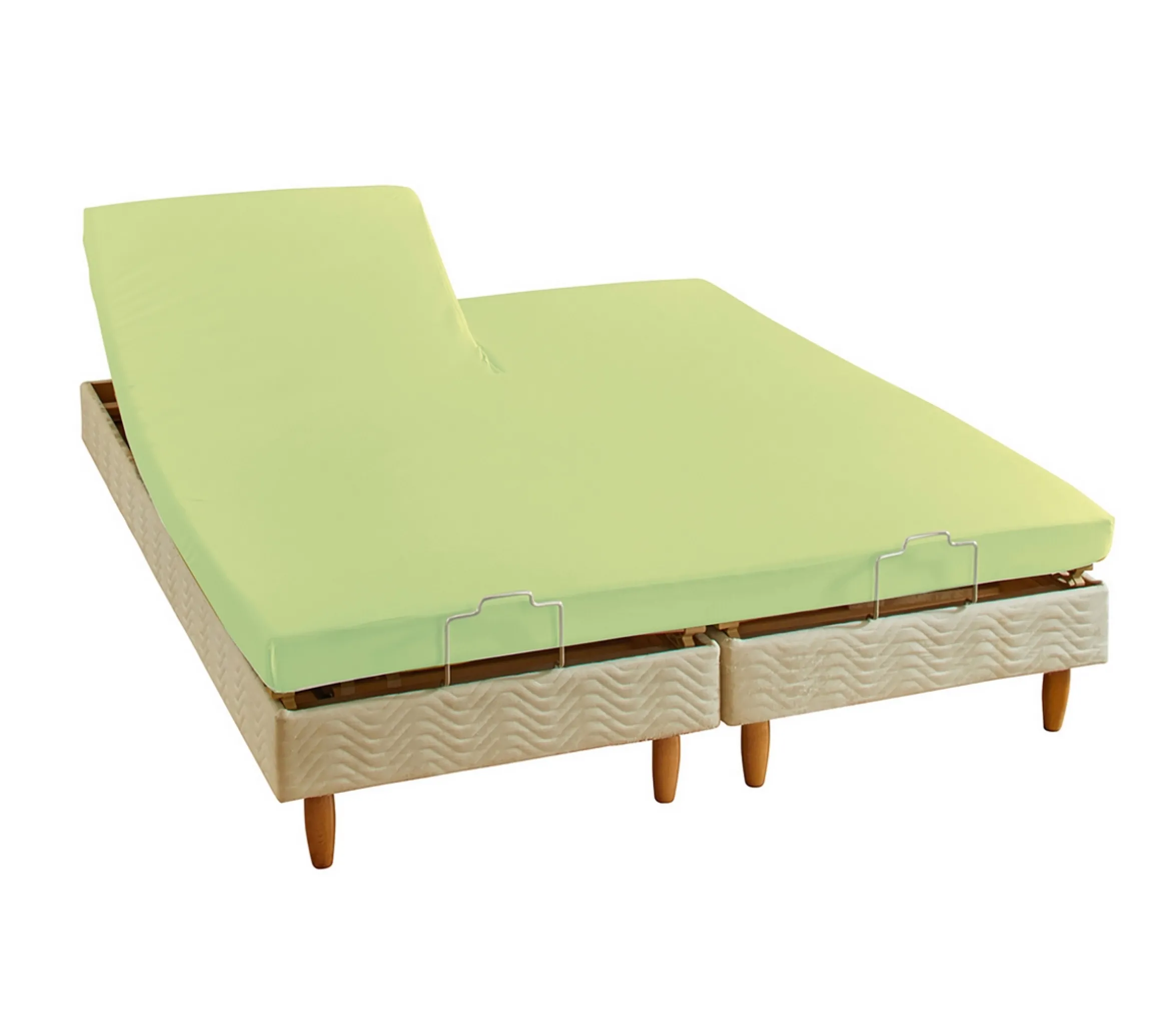 DRAP HOUSSE 2 TÊTES UNI COTON EXTENSIBLE ANIS