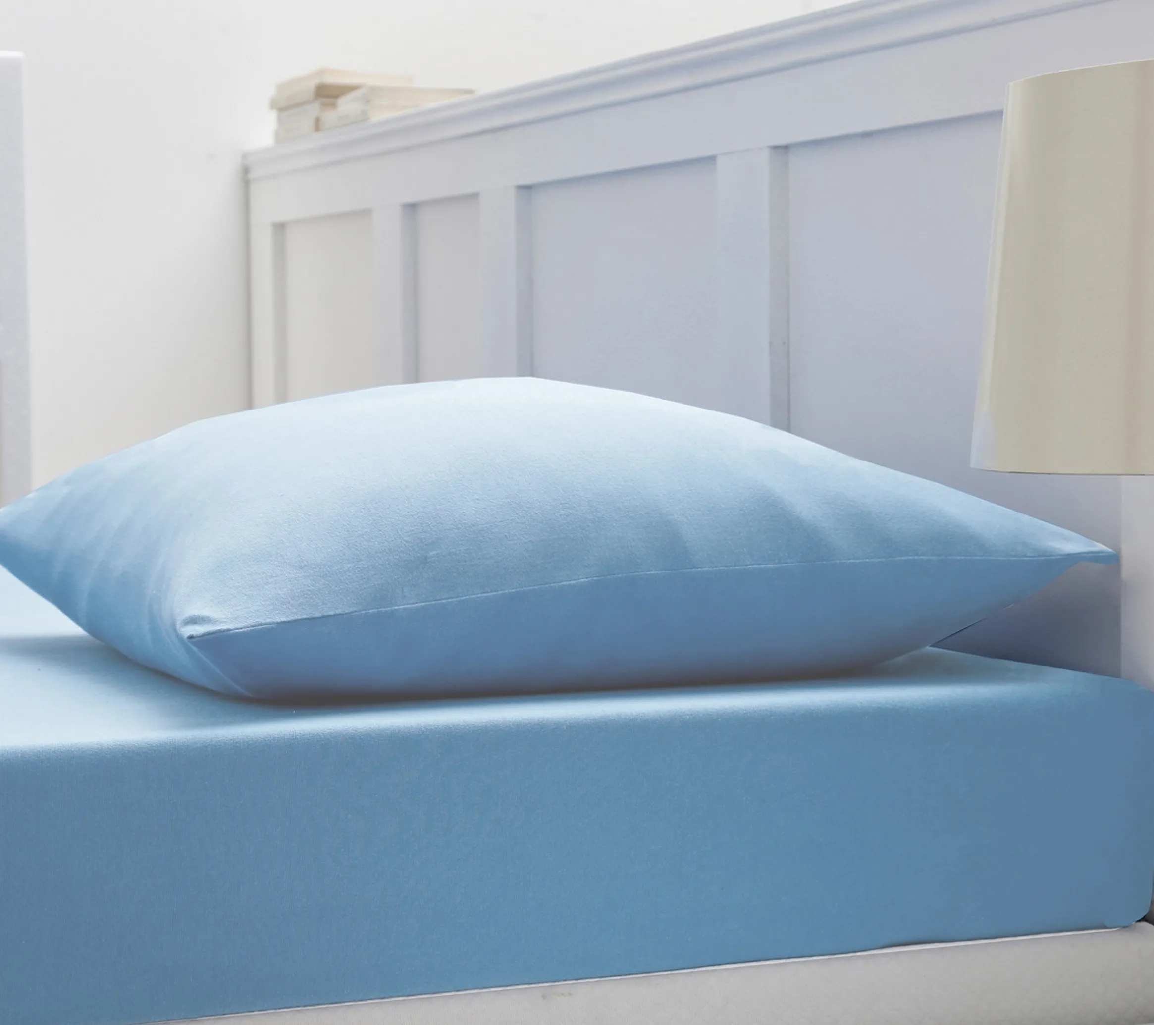 DRAP HOUSSE 2 TÊTES UNI COTON EXTENSIBLE BLEU CIEL