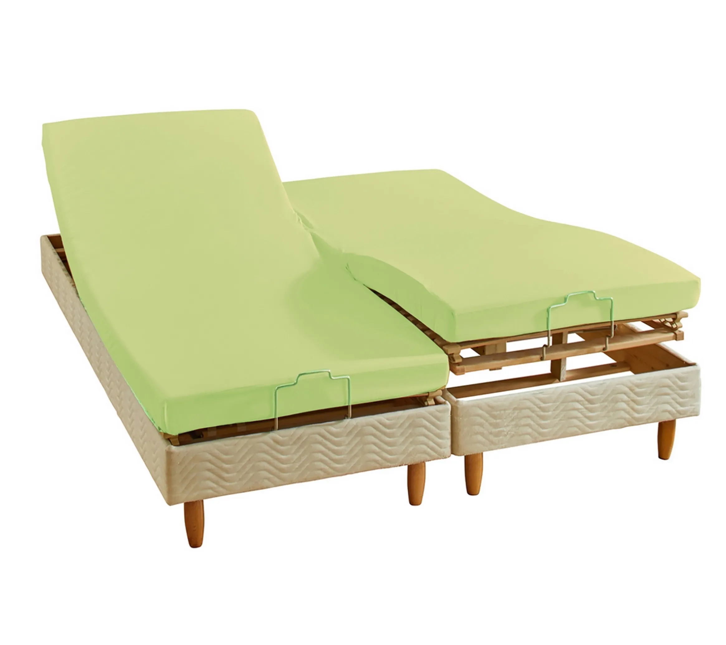 DRAP HOUSSE 4 TÊTES UNI COTON EXTENSIBLE ANIS