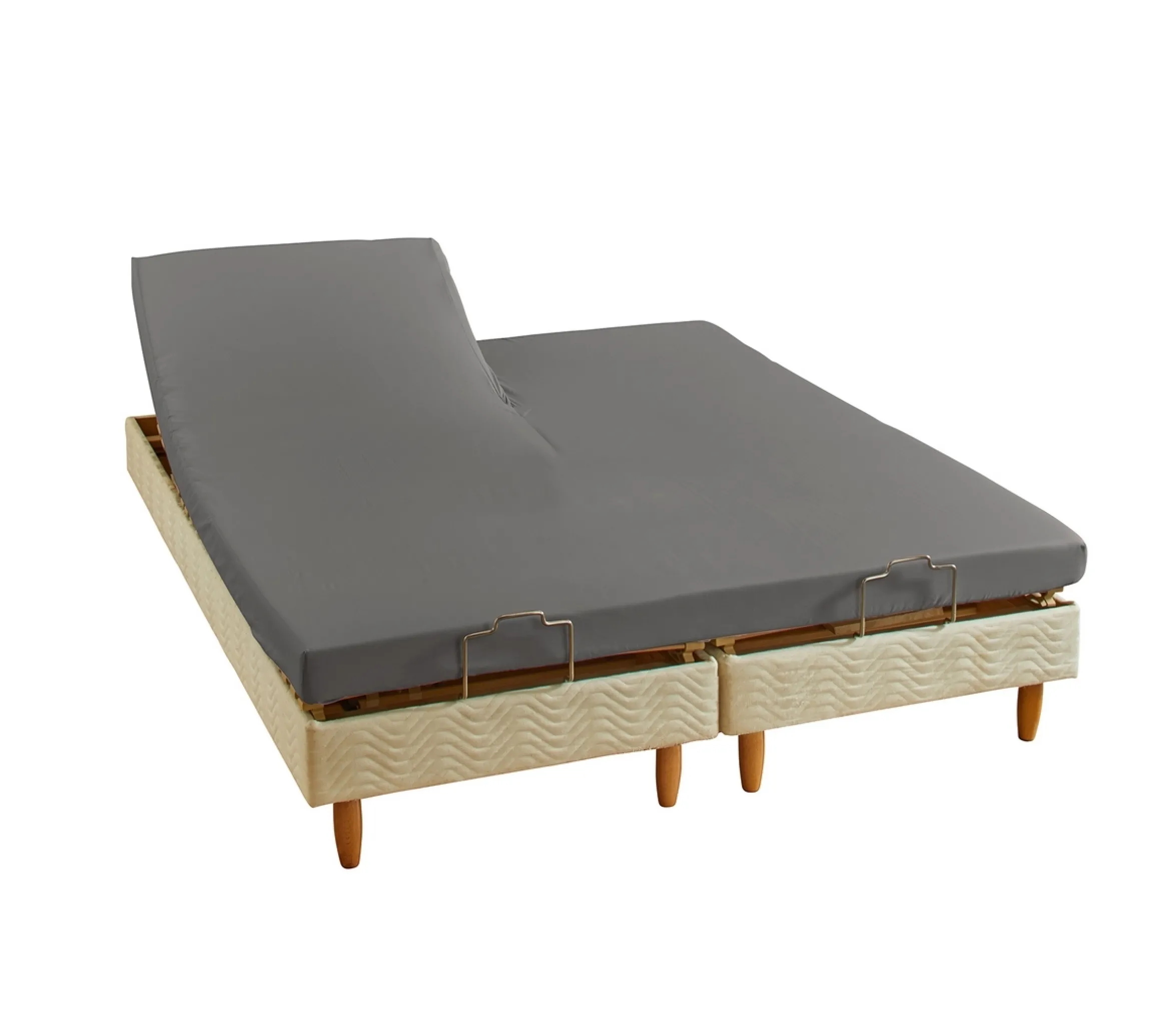 DRAP HOUSSE 2 TÊTES UNI PERCALE ACIER
