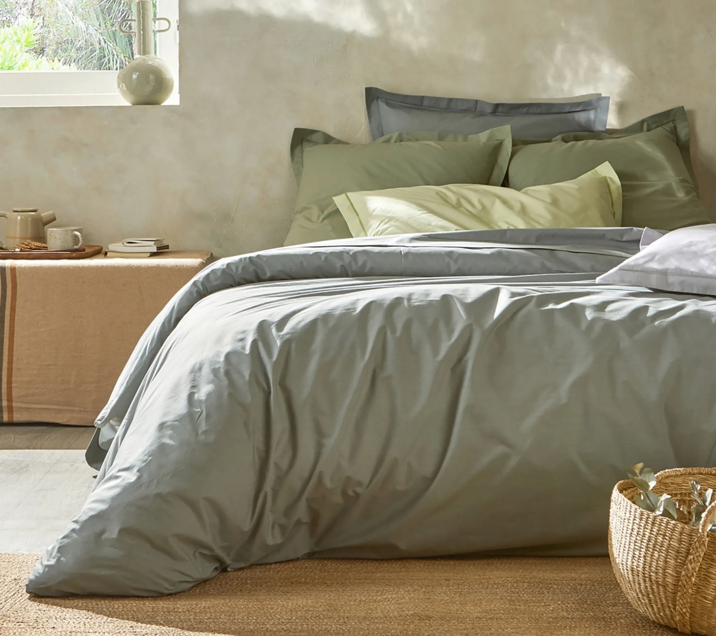DRAP HOUSSE 4 TÊTES UNI PERCALE KAKI