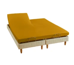 DRAP HOUSSE 2 TÊTES UNI PERCALE OCRE