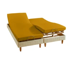 DRAP HOUSSE 4 TÊTES UNI SATIN AMBRE