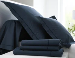 DRAP HOUSSE 4 TÊTES UNI SATIN BLEU CORINTHE