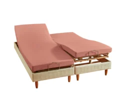 DRAP HOUSSE 4 TÊTES UNI SATIN ROSE BOISE