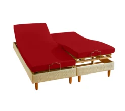 DRAP HOUSSE 4 TÊTES UNI SATIN ROUGE OPERA