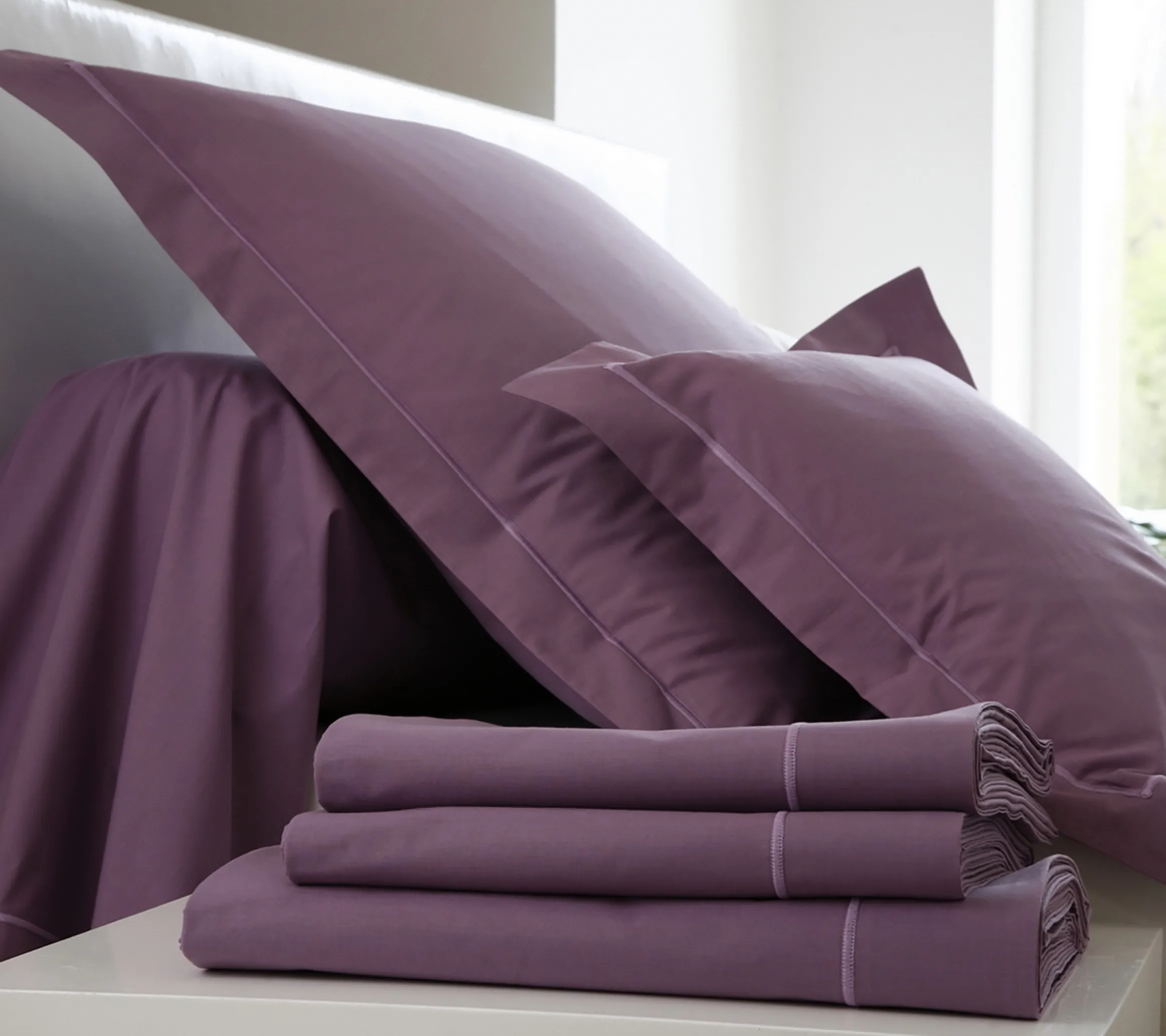 DRAP HOUSSE UNI COTON PRUNE