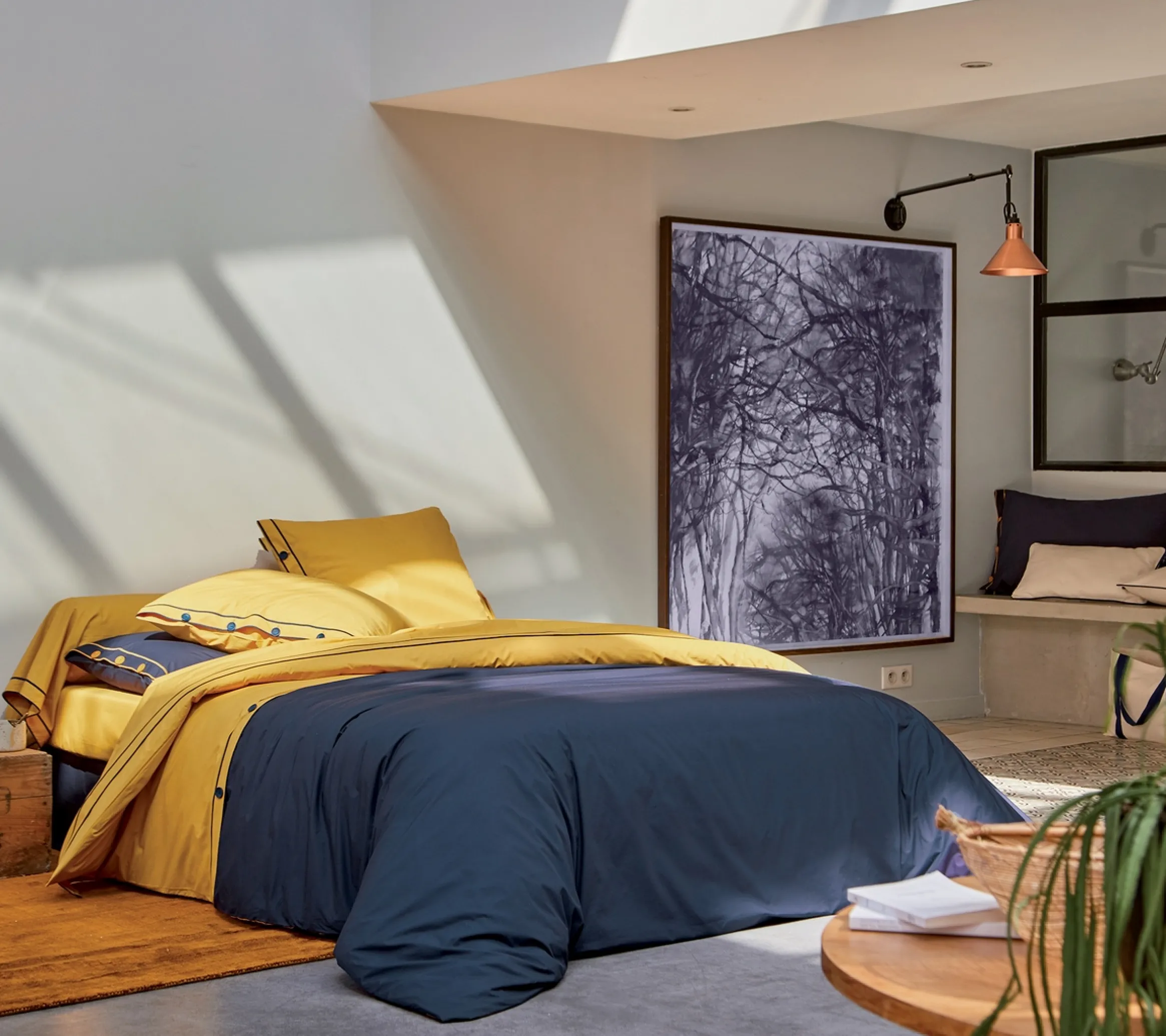DRAP TANDEM INDIGO/FAUVE