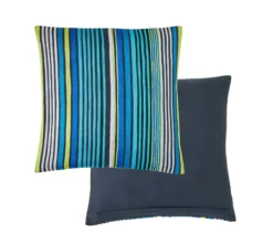 ENSEMBLE ENVELOPPE COUSSIN ARC EN CIEL BLEU PAON