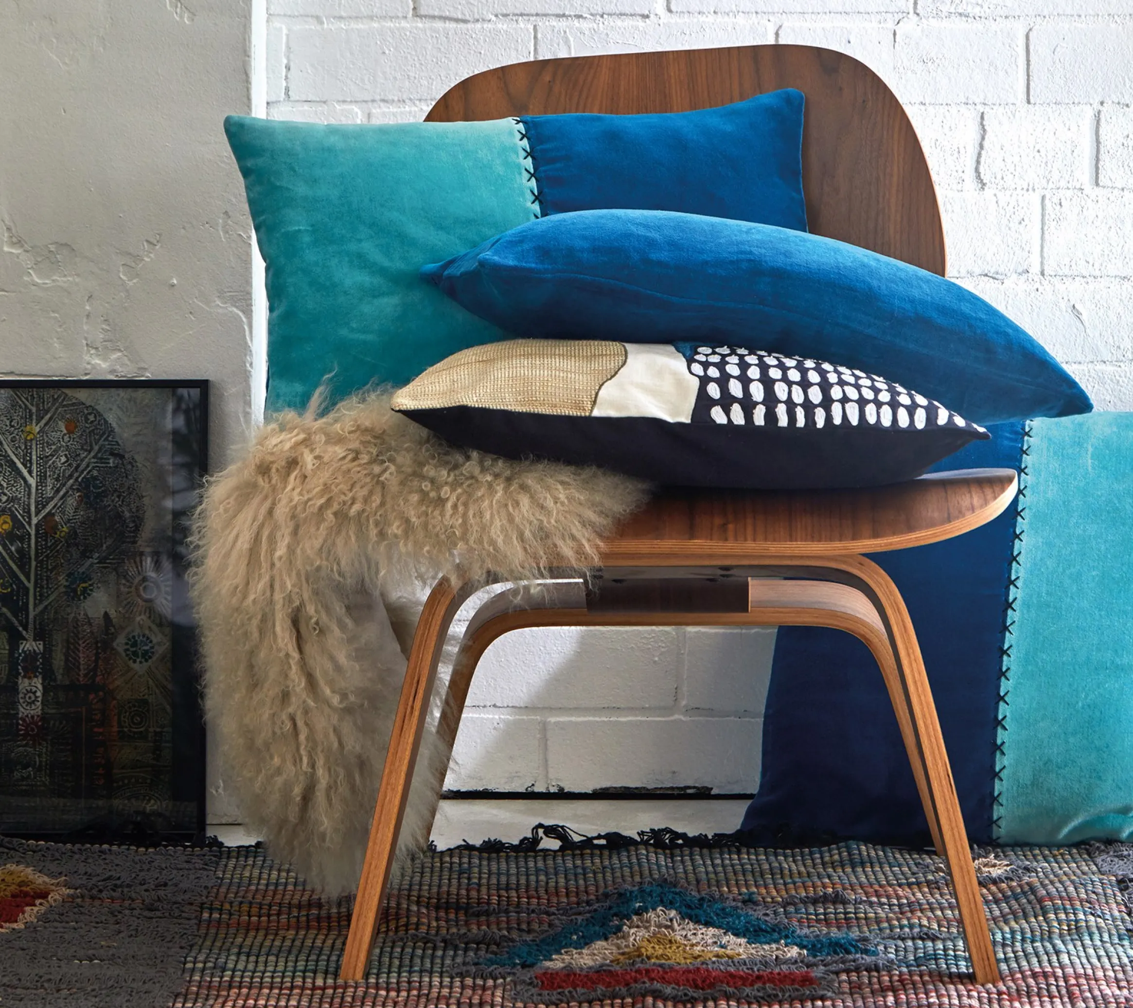 ENSEMBLE ENVELOPPE COUSSIN ATLAS BLEU PAON