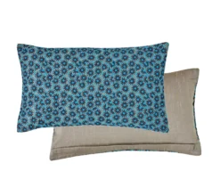 ENSEMBLE ENVELOPPE COUSSIN MARGUERITES BLEU PAON