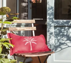 ENSEMBLE ENVELOPPE COUSSIN PALMIER RUBIS