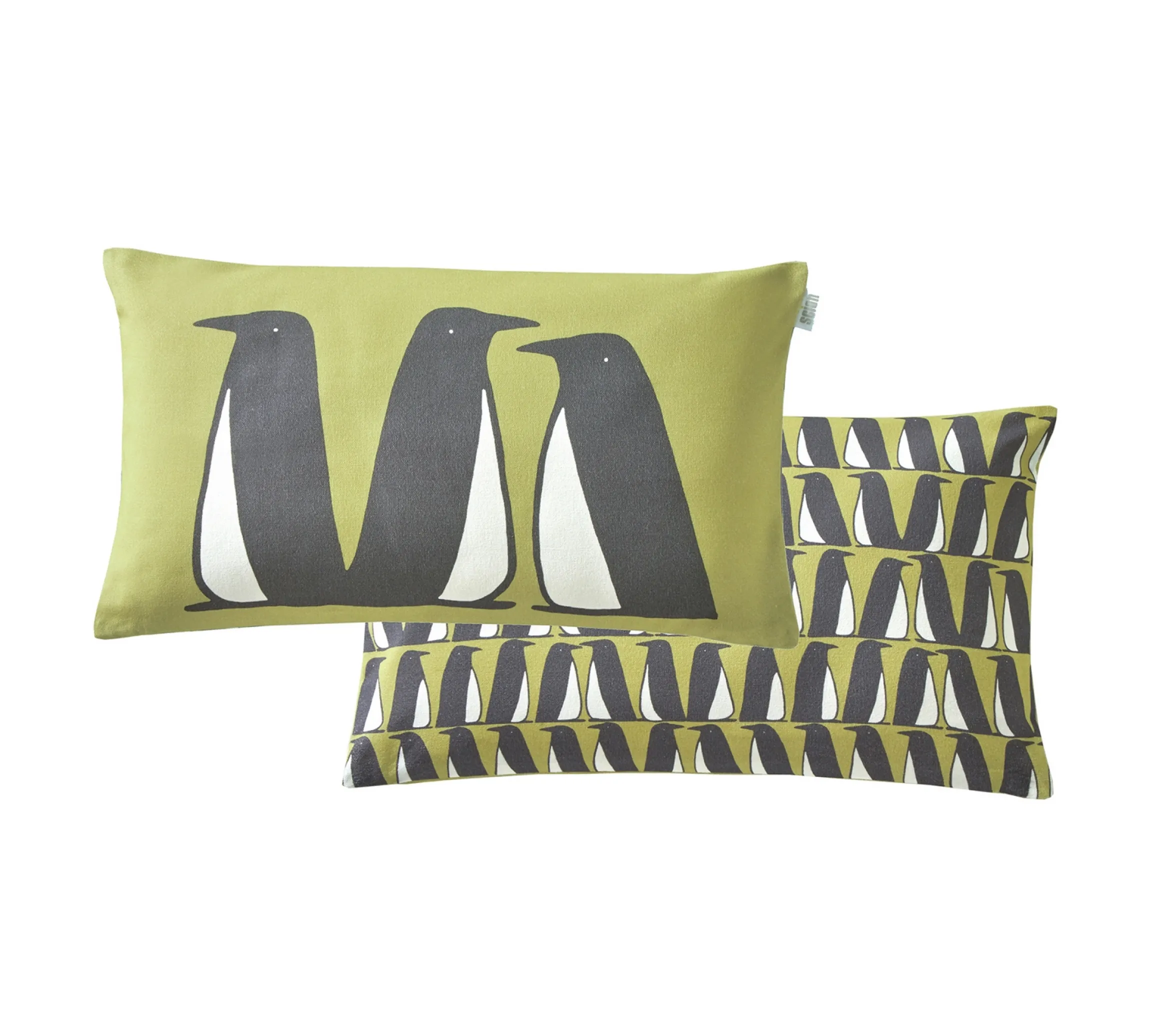 ENSEMBLE ENVELOPPE COUSSIN PINGOUINS TILLEUL