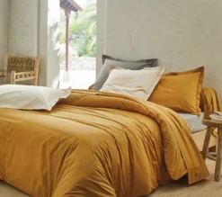 HOUSSE DE COUETTE UNI PERCALE OCRE