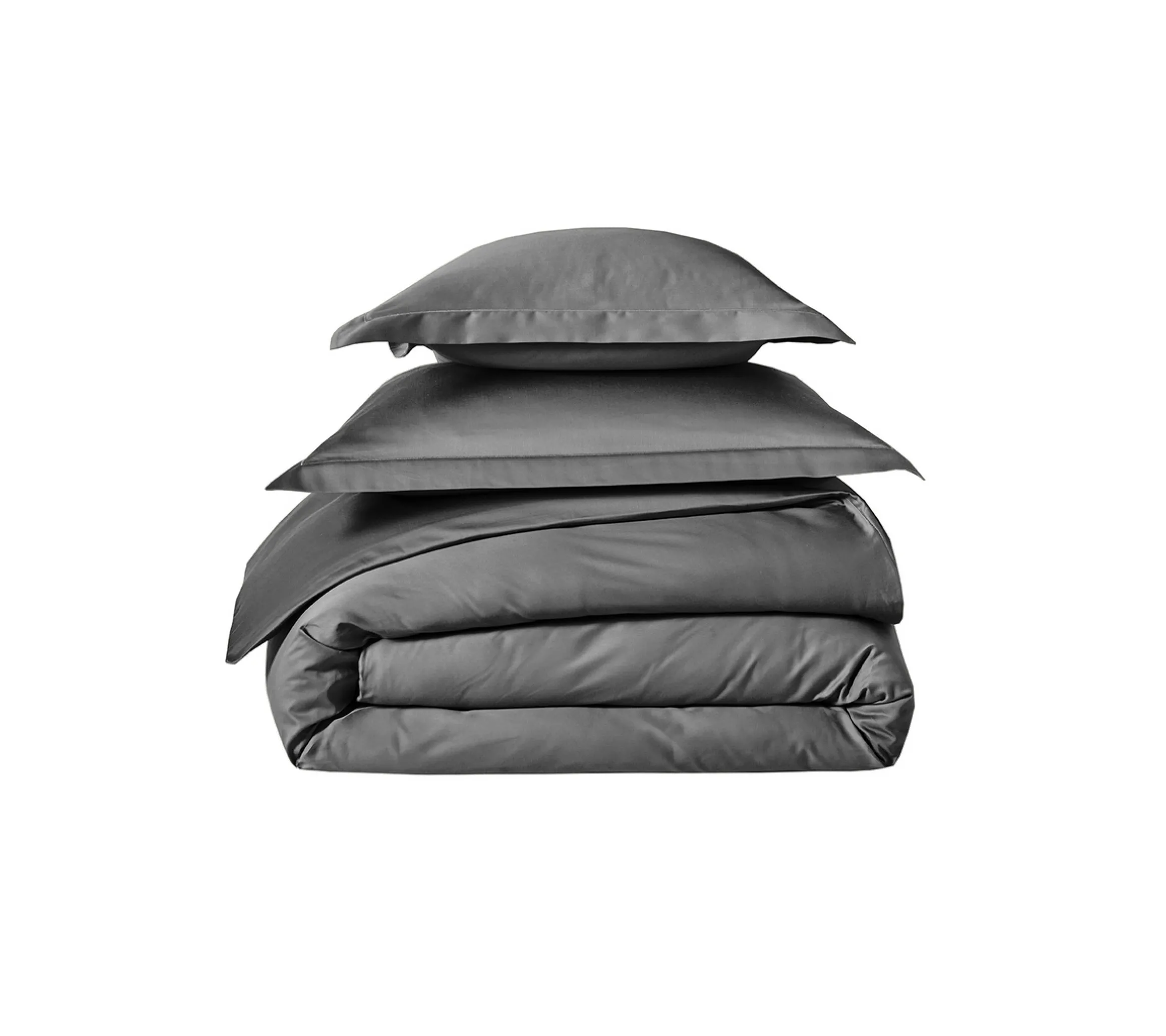 HOUSSE DE COUETTE UNI SATIN ARDOISE