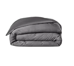 HOUSSE DE COUETTE UNI SATIN ARDOISE